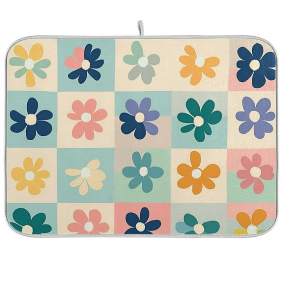 Yayeee Dish Drying Mat for Kitchen Counter 18"x24" Microfiber Absorbent Pad, Green Floral