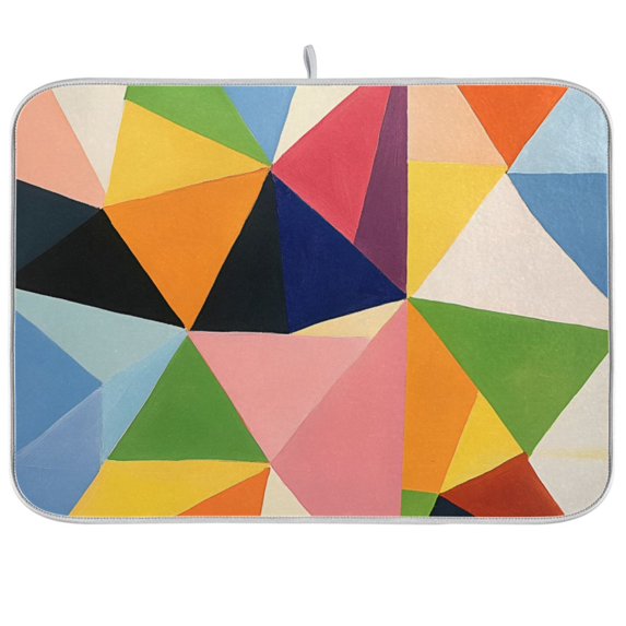 Yayeee Dish Drying Mat for Kitchen Counter 18"x24" Microfiber Absorbent Pad, Minimalist Triangles