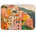 thumbnail image 1 of Yayeee Dish Drying Mat for Kitchen Counter 18"x24" Microfiber Absorbent Pad, Pink Cityscape Painting, 1 of 7