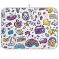 thumbnail image 1 of Yayeee Dish Drying Mat for Kitchen Counter 18"x24" Microfiber Absorbent Pad, Purple Doodle Pattern, 1 of 7