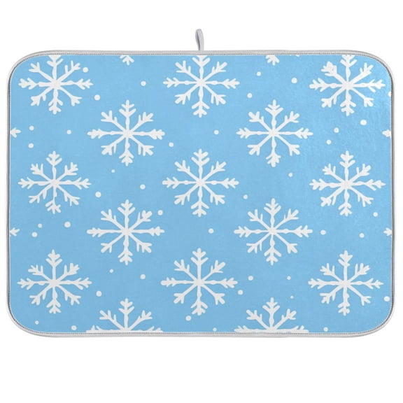 Yayeee Dish Drying Mat for Kitchen Counter 18"x24" Microfiber Absorbent Pad, Snowflake Pattern