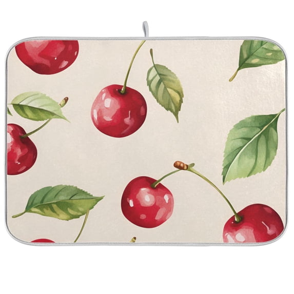 Yayeee Dish Drying Mat for Kitchen Counter 18"x24" Microfiber Absorbent Pad, Watercolor Cherry
