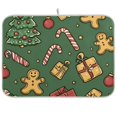 thumbnail image 1 of Yayeee Dish Drying Mat for Kitchen Counter 18"x24" Microfiber Absorbent Pad, Yellow Christmas Gingerbread, 1 of 7