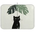 thumbnail image 1 of Yayeee Dish Drying Mat for Kitchen Counter Ultra Absorbent Easy Clean Pad 18x16", Black Cat Umbrella, 1 of 7