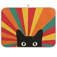 thumbnail image 1 of Yayeee Dish Drying Mat for Kitchen Counter Ultra Absorbent Easy Clean Pad 18x16", Black Cat, 1 of 7