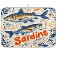 thumbnail image 1 of Yayeee Dish Drying Mat for Kitchen Counter Ultra Absorbent Easy Clean Pad 18x16", Blue Sardines Pattern, 1 of 7