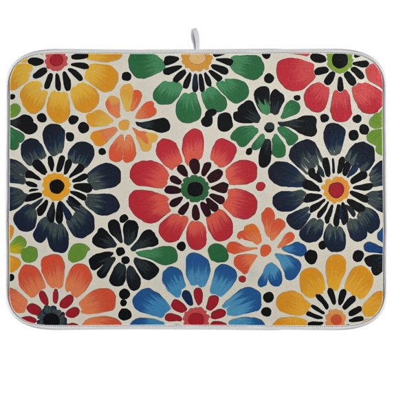Yayeee Dish Drying Mat for Kitchen Counter Ultra Absorbent Easy Clean Pad 18x16", Dark Floral
