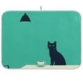 thumbnail image 1 of Yayeee Dish Drying Mat for Kitchen Counter Ultra Absorbent Easy Clean Pad 18x16", Green Cat, 1 of 7