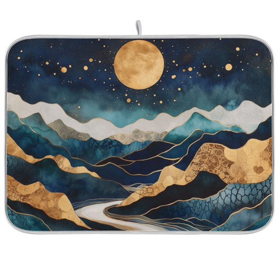 Yayeee Dish Drying Mat for Kitchen Counter Ultra Absorbent Easy Clean Pad 18x16", Green Mountains