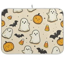 Yayeee Dish Drying Mat for Kitchen Counter Ultra Absorbent Easy Clean Pad 18x16", Halloween Cute Ghosts
