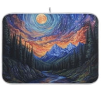 Yayeee Dish Drying Mat for Kitchen Counter Ultra Absorbent Easy Clean Pad 18x16", Mountains and Forests