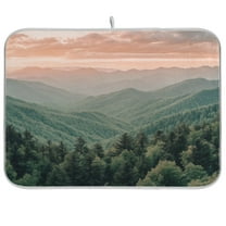 Yayeee Dish Drying Mat for Kitchen Counter Ultra Absorbent Easy Clean Pad 18x16", Mountains at Dawn