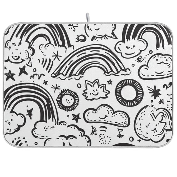 Yayeee Dish Drying Mat for Kitchen Counter Ultra Absorbent Easy Clean Pad 18x16", Rainbows