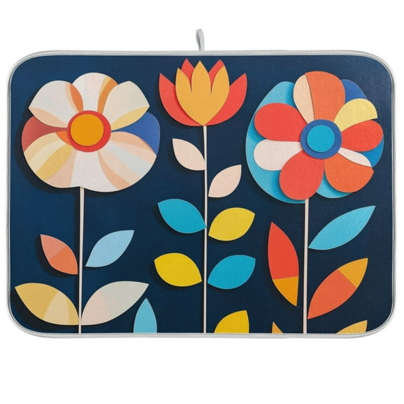 Yayeee Dish Drying Mat for Kitchen Counter Ultra Absorbent Easy Clean Pad 18x16", Simple Floral
