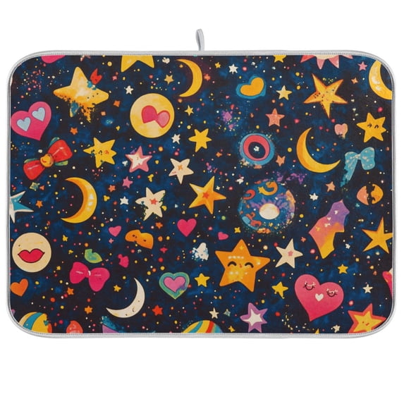 Yayeee Dish Drying Mat for Kitchen Counter Ultra Absorbent Easy Clean Pad 18x16", Small Space Pattern