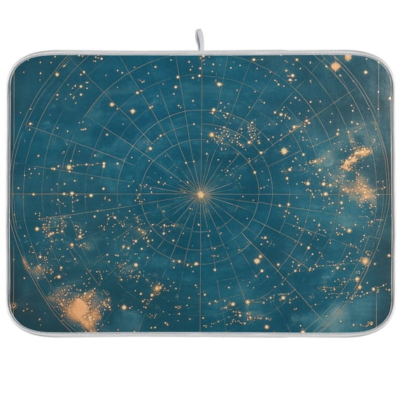Yayeee Dish Drying Mat for Kitchen Counter Ultra Absorbent Easy Clean Pad 18x16", Star Map