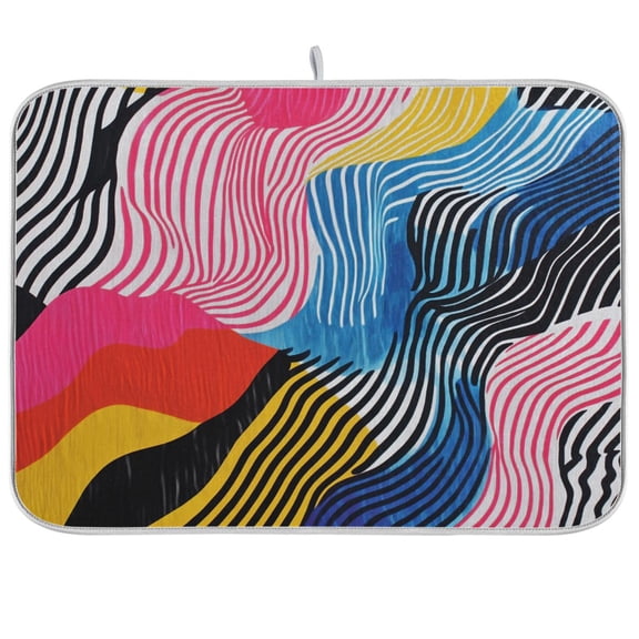 Yayeee Dish Drying Mat for Kitchen Counter Ultra Absorbent Easy Clean Pad 18x16", Stripes Pattern