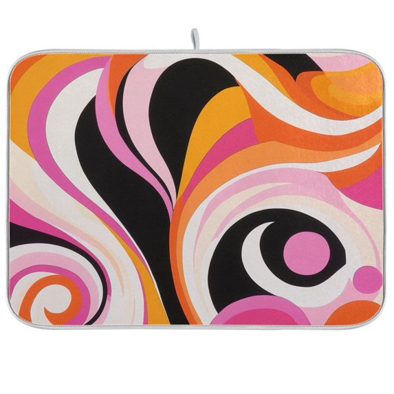 Yayeee Dish Drying Mat for Kitchen Counter Ultra Absorbent Easy Clean Pad 18x16", Swirling Circles