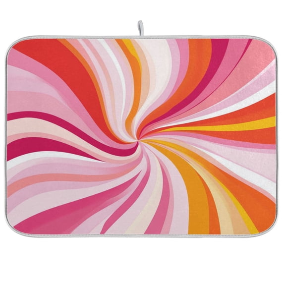 Yayeee Dish Drying Mat for Kitchen Counter Ultra Absorbent Easy Clean Pad 18x16", Swirling Lines