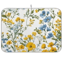 Yayeee Dish Drying Mat for Kitchen Counter Ultra Absorbent Easy Clean Pad 18x16", Yellow Floral
