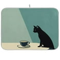 thumbnail image 1 of Yayeee Dish Drying Mat for Kitchen Counter Ultra Absorbent Easy Clean Pad 24x18", Black Cat, 1 of 7