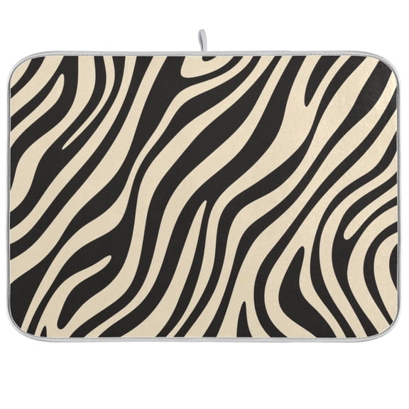 Yayeee Dish Drying Mat for Kitchen Counter Ultra Absorbent Easy Clean Pad 24x18", Black Lines