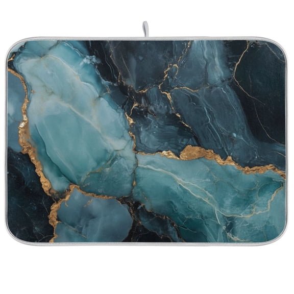 Yayeee Dish Drying Mat for Kitchen Counter Ultra Absorbent Easy Clean Pad 24x18", Black Marble