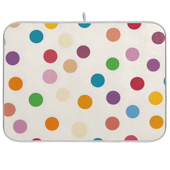 Yayeee Dish Drying Mat for Kitchen Counter Ultra Absorbent Easy Clean Pad 24x18", Polka Dot