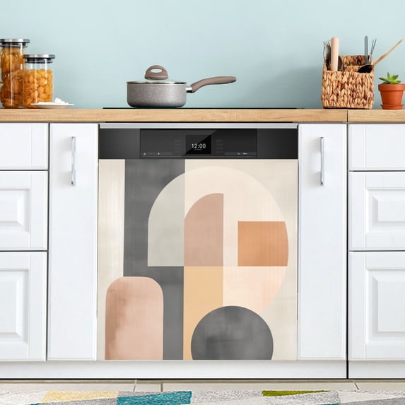 Yayeee Magnetic Dishwasher Cover for The Front Decoration Home Kitchen Machine Sticker Protector, Abstract Shapes
