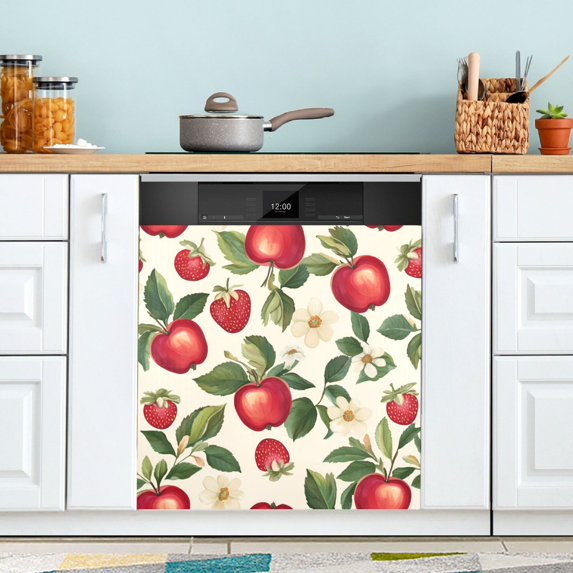 Yayeee Magnetic Dishwasher Cover for The Front Decoration Home Kitchen Machine Sticker Protector, Apple Leaves Pattern