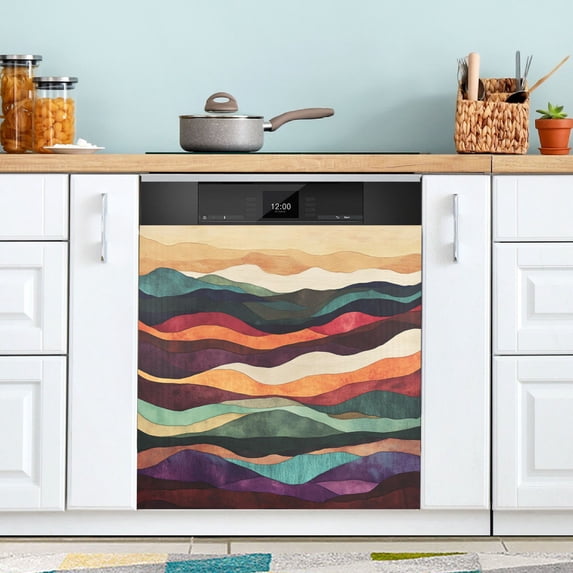 Yayeee Magnetic Dishwasher Cover for The Front Decoration Home Kitchen Machine Sticker Protector, Artistic Desert Pattern