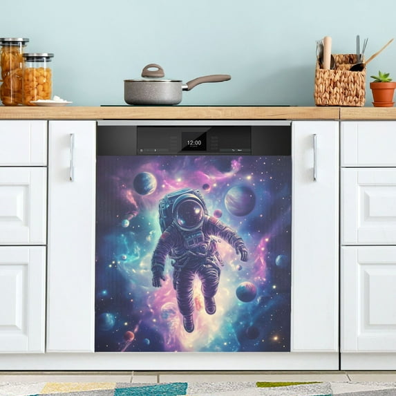 Yayeee Magnetic Dishwasher Cover for The Front Decoration Home Kitchen Machine Sticker Protector, Astronaut Pattern