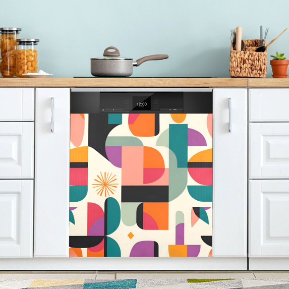 Yayeee Magnetic Dishwasher Cover for The Front Decoration Home Kitchen Machine Sticker Protector, Beige Abstract