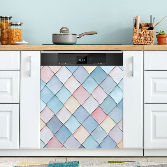 Yayeee Magnetic Dishwasher Cover for The Front Decoration Home Kitchen Machine Sticker Protector, Beige Art Pattern