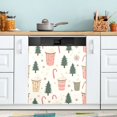 thumbnail image 1 of Yayeee Magnetic Dishwasher Cover for The Front Decoration Home Kitchen Machine Sticker Protector, Beige Christmas Cups, 1 of 6