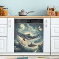 thumbnail image 1 of Yayeee Magnetic Dishwasher Cover for The Front Decoration Home Kitchen Machine Sticker Protector, Beige Floating Whale, 1 of 6