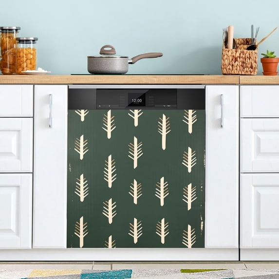 Yayeee Magnetic Dishwasher Cover for The Front Decoration Home Kitchen Machine Sticker Protector, Beige Plants