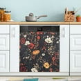 thumbnail image 1 of Yayeee Magnetic Dishwasher Cover for The Front Decoration Home Kitchen Machine Sticker Protector, Black Floral Pattern, 1 of 6