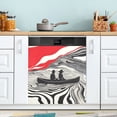 thumbnail image 1 of Yayeee Magnetic Dishwasher Cover for The Front Decoration Home Kitchen Machine Sticker Protector, Black Illusionary Boat, 1 of 6