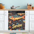 thumbnail image 1 of Yayeee Magnetic Dishwasher Cover for The Front Decoration Home Kitchen Machine Sticker Protector, Black Sardines Pattern, 1 of 6