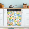 thumbnail image 1 of Yayeee Magnetic Dishwasher Cover for The Front Decoration Home Kitchen Machine Sticker Protector, Blue Floral Wave, 1 of 6