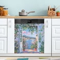 thumbnail image 1 of Yayeee Magnetic Dishwasher Cover for The Front Decoration Home Kitchen Machine Sticker Protector, Blue Floral Window, 1 of 6