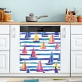 thumbnail image 1 of Yayeee Magnetic Dishwasher Cover for The Front Decoration Home Kitchen Machine Sticker Protector, Blue Hand Drawn Sailboats, 1 of 6