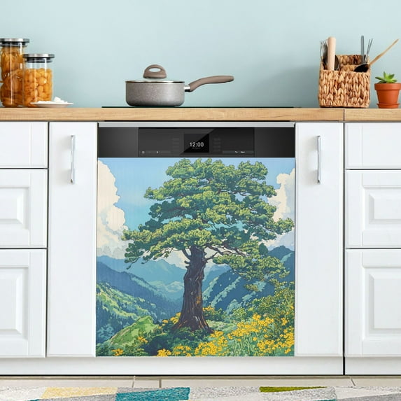 Yayeee Magnetic Dishwasher Cover for The Front Decoration Home Kitchen Machine Sticker Protector, Blue Mountain