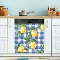 thumbnail image 1 of Yayeee Magnetic Dishwasher Cover for The Front Decoration Home Kitchen Machine Sticker Protector, Blue Plaid Lemon, 1 of 6