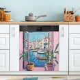 thumbnail image 1 of Yayeee Magnetic Dishwasher Cover for The Front Decoration Home Kitchen Machine Sticker Protector, Blue Plants Window, 1 of 6