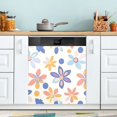 thumbnail image 1 of Yayeee Magnetic Dishwasher Cover for The Front Decoration Home Kitchen Machine Sticker Protector, Blue Retro Flower, 1 of 6