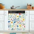 thumbnail image 1 of Yayeee Magnetic Dishwasher Cover for The Front Decoration Home Kitchen Machine Sticker Protector, Blue Wildflower Pattern, 1 of 6