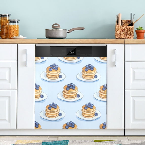 Yayeee Magnetic Dishwasher Cover for The Front Decoration Home Kitchen Machine Sticker Protector, Blueberry Pancake Pattern