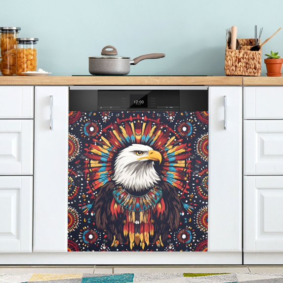 Yayeee Magnetic Dishwasher Cover for The Front Decoration Home Kitchen Machine Sticker Protector, Brown Abstract Eagle